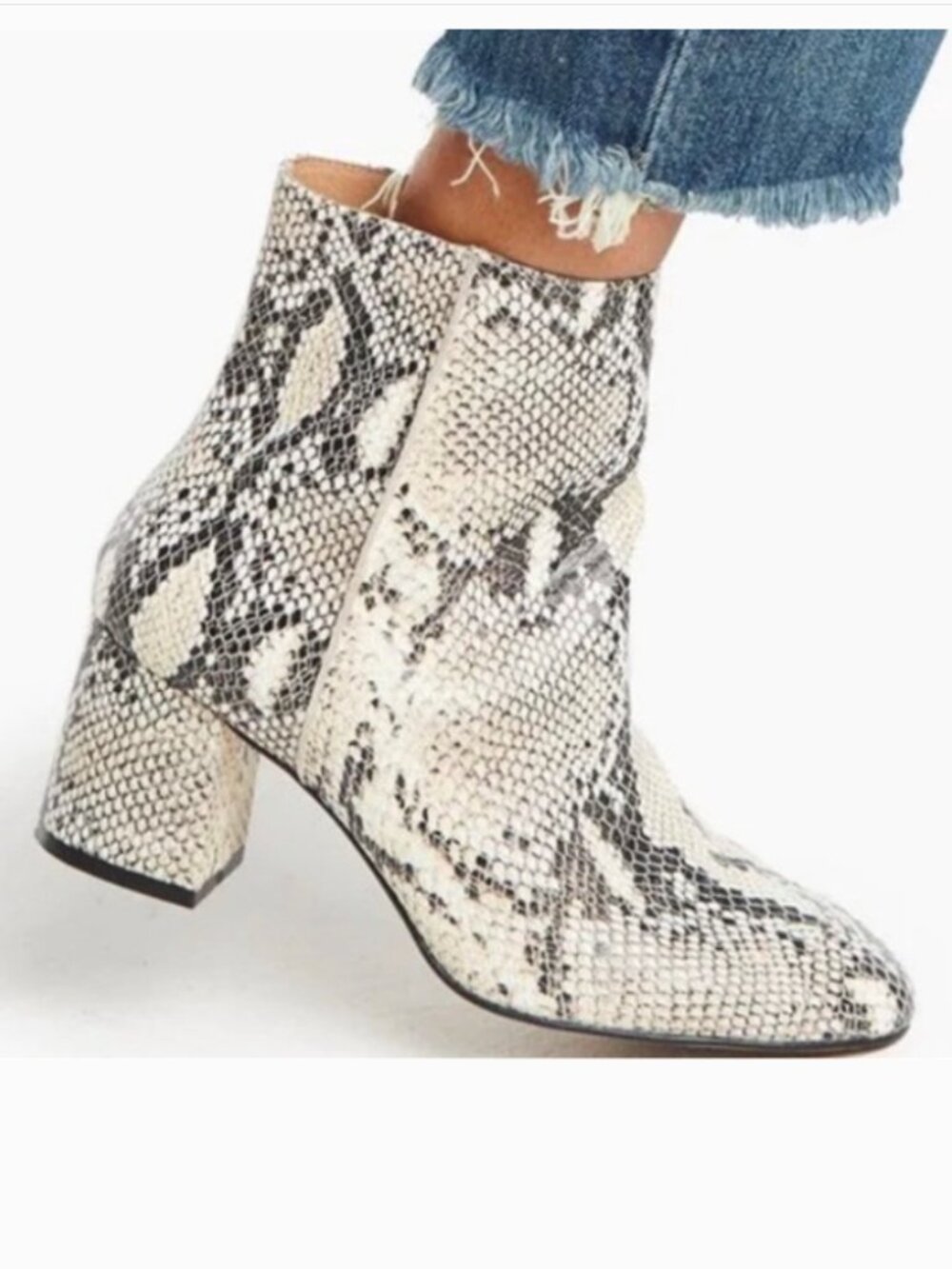 Able Women’s 8 Celina Snakeskin Ankle Boot Block Heel - Picture 2 of 16